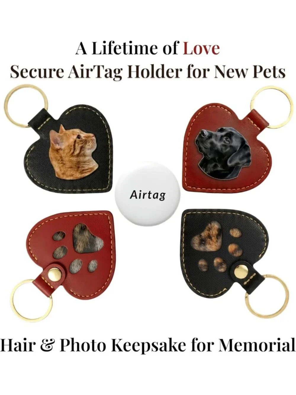 Pet Fur Keepsake Keychain - Memory Charm for Dog & Cat Lovers, Pet Memorial Gift